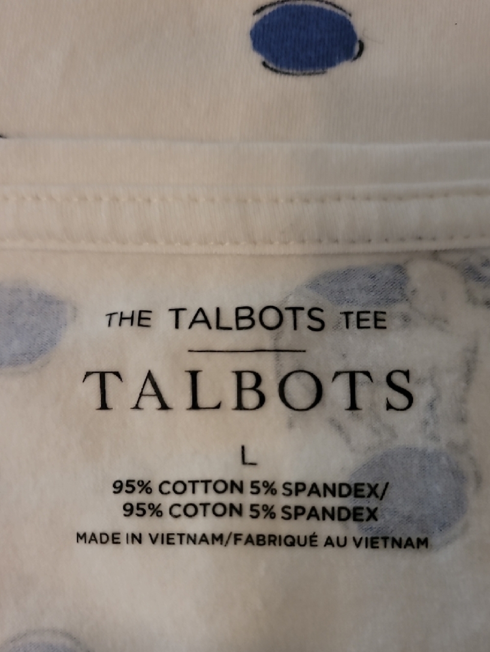 Talbots White Short Sleeve Tee with Blue Dot and Elephant Motif - Picture 2 of 4